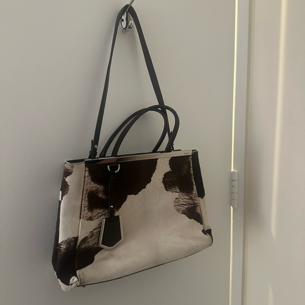Fendi Black and White Shoulder Bag with Structured Design